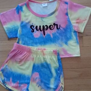 Girls Two Piece Tie Dyed Short Set 5-6. NWT
